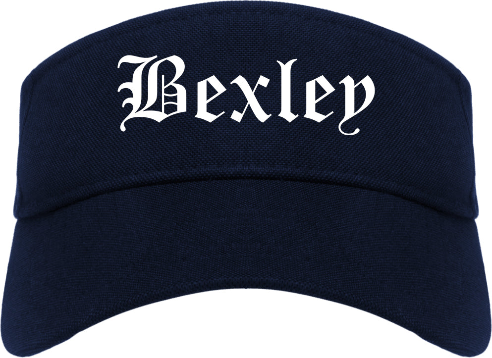 Bexley Ohio OH Old English Mens Visor Cap Hat Navy Blue