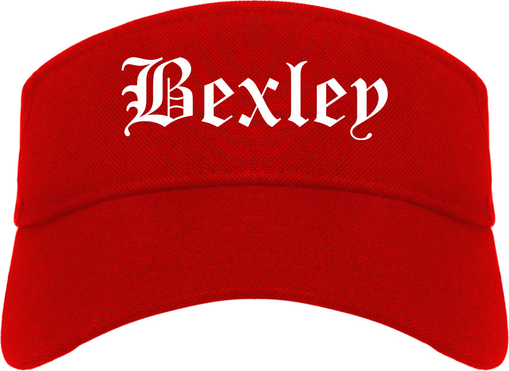 Bexley Ohio OH Old English Mens Visor Cap Hat Red