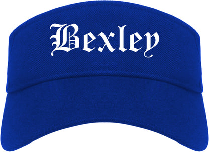 Bexley Ohio OH Old English Mens Visor Cap Hat Royal Blue