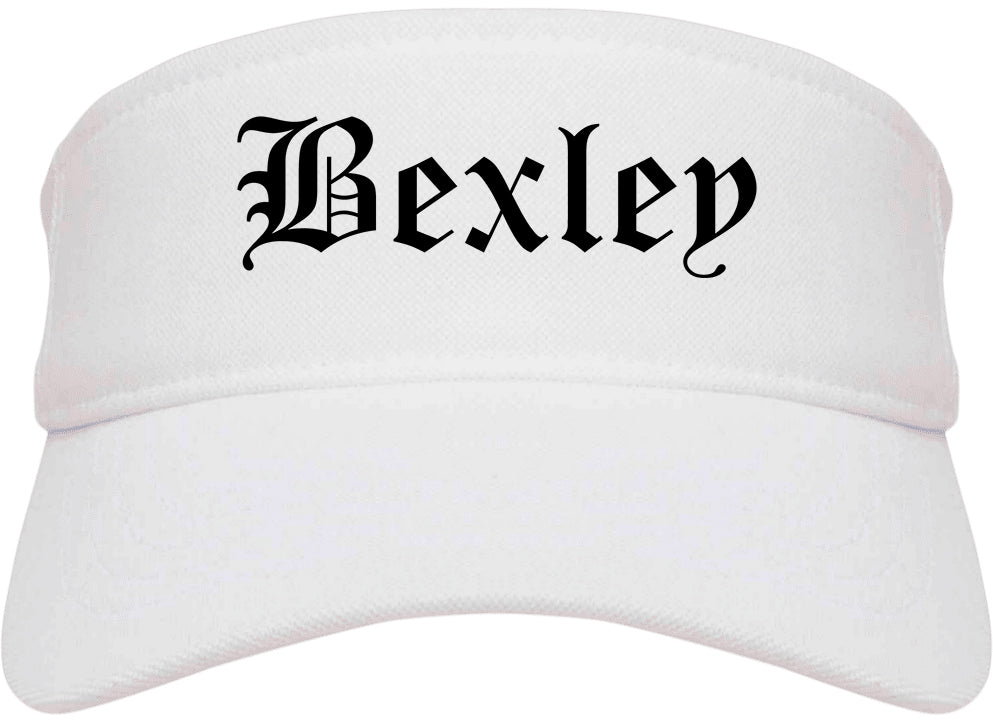 Bexley Ohio OH Old English Mens Visor Cap Hat White