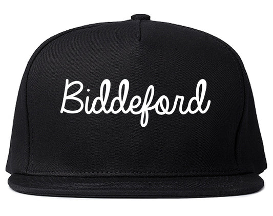 Biddeford Maine ME Script Mens Snapback Hat Black