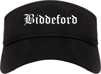Biddeford Maine ME Old English Mens Visor Cap Hat Black