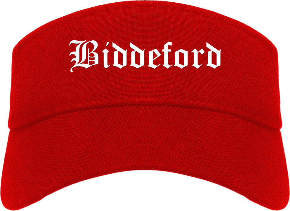 Biddeford Maine ME Old English Mens Visor Cap Hat Red