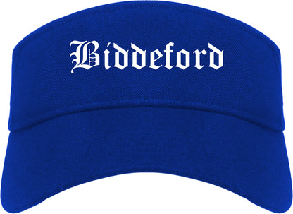 Biddeford Maine ME Old English Mens Visor Cap Hat Royal Blue