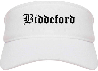 Biddeford Maine ME Old English Mens Visor Cap Hat White