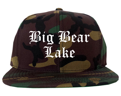 Big Bear Lake California CA Old English Mens Snapback Hat Army Camo