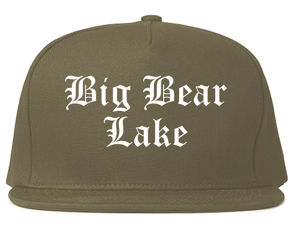 Big Bear Lake California CA Old English Mens Snapback Hat Grey