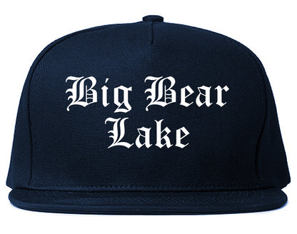 Big Bear Lake California CA Old English Mens Snapback Hat Navy Blue