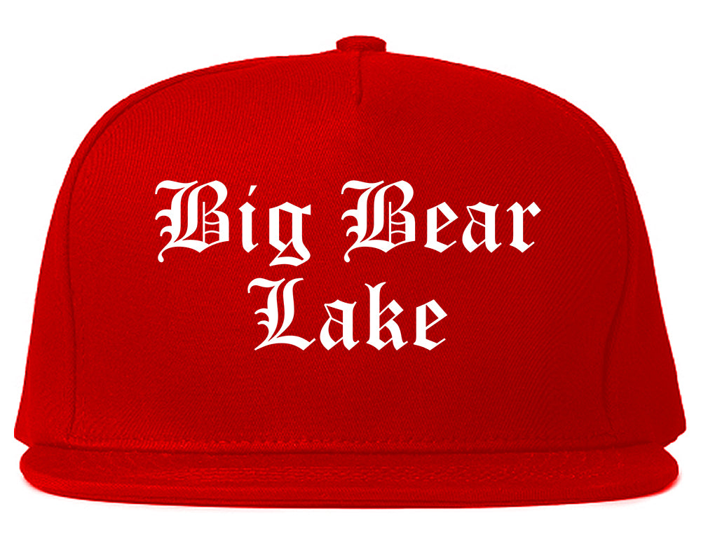 Big Bear Lake California CA Old English Mens Snapback Hat Red