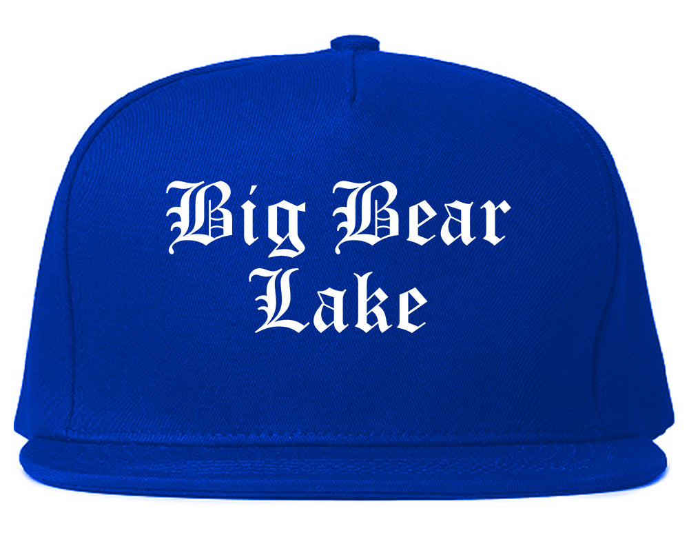 Big Bear Lake California CA Old English Mens Snapback Hat Royal Blue