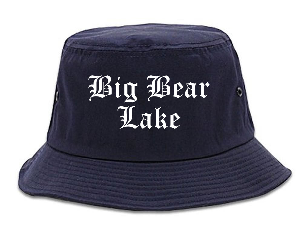 Big Bear Lake California CA Old English Mens Bucket Hat Navy Blue