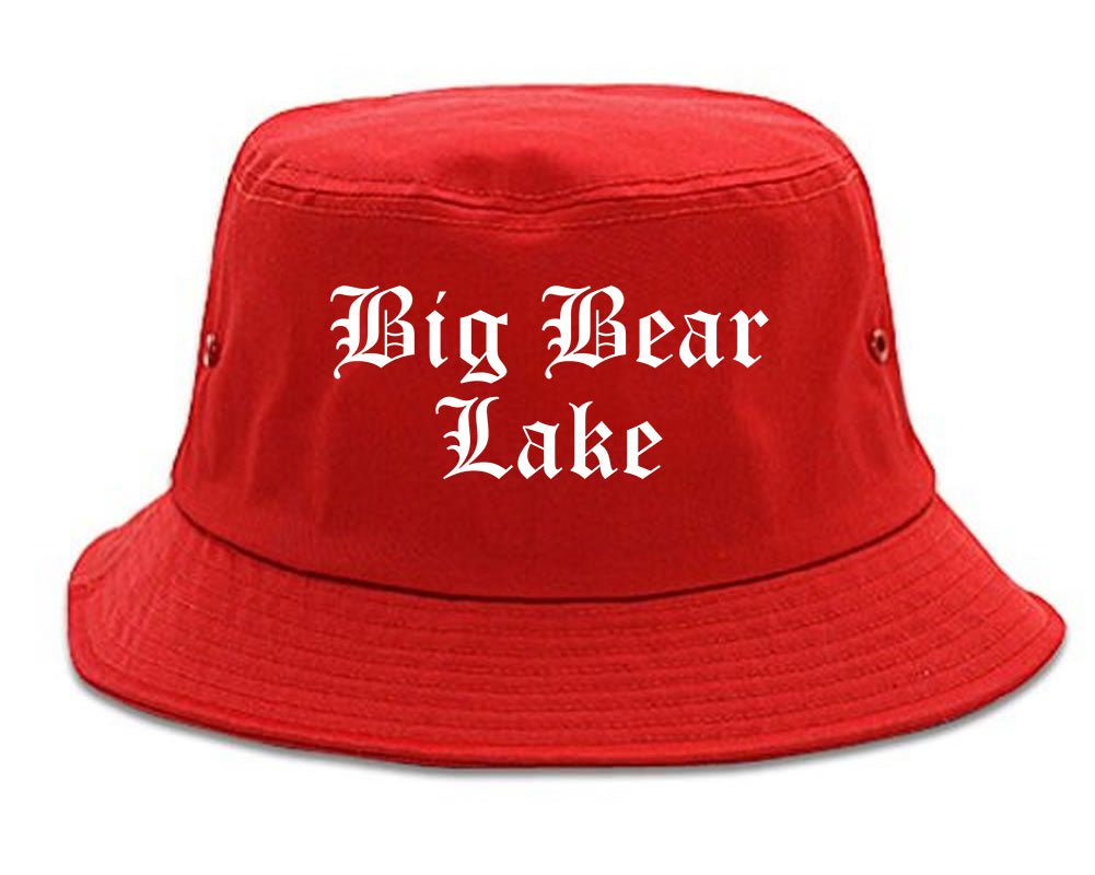 Big Bear Lake California CA Old English Mens Bucket Hat Red