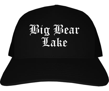Big Bear Lake California CA Old English Mens Trucker Hat Cap Black