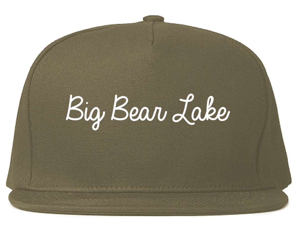 Big Bear Lake California CA Script Mens Snapback Hat Grey