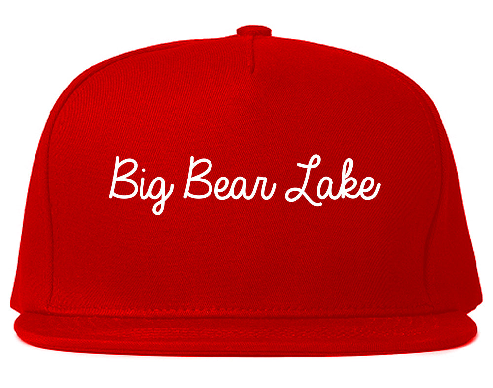 Big Bear Lake California CA Script Mens Snapback Hat Red