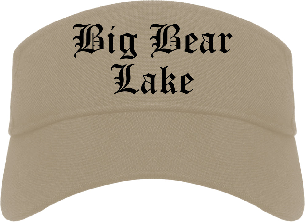 Big Bear Lake California CA Old English Mens Visor Cap Hat Khaki