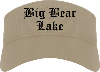 Big Bear Lake California CA Old English Mens Visor Cap Hat Khaki