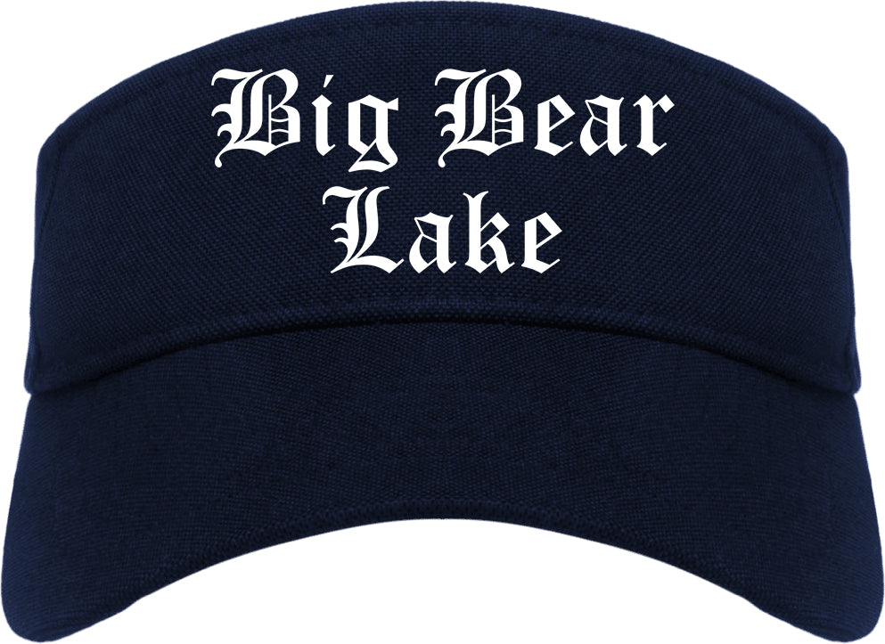 Big Bear Lake California CA Old English Mens Visor Cap Hat Navy Blue