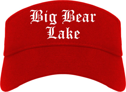 Big Bear Lake California CA Old English Mens Visor Cap Hat Red