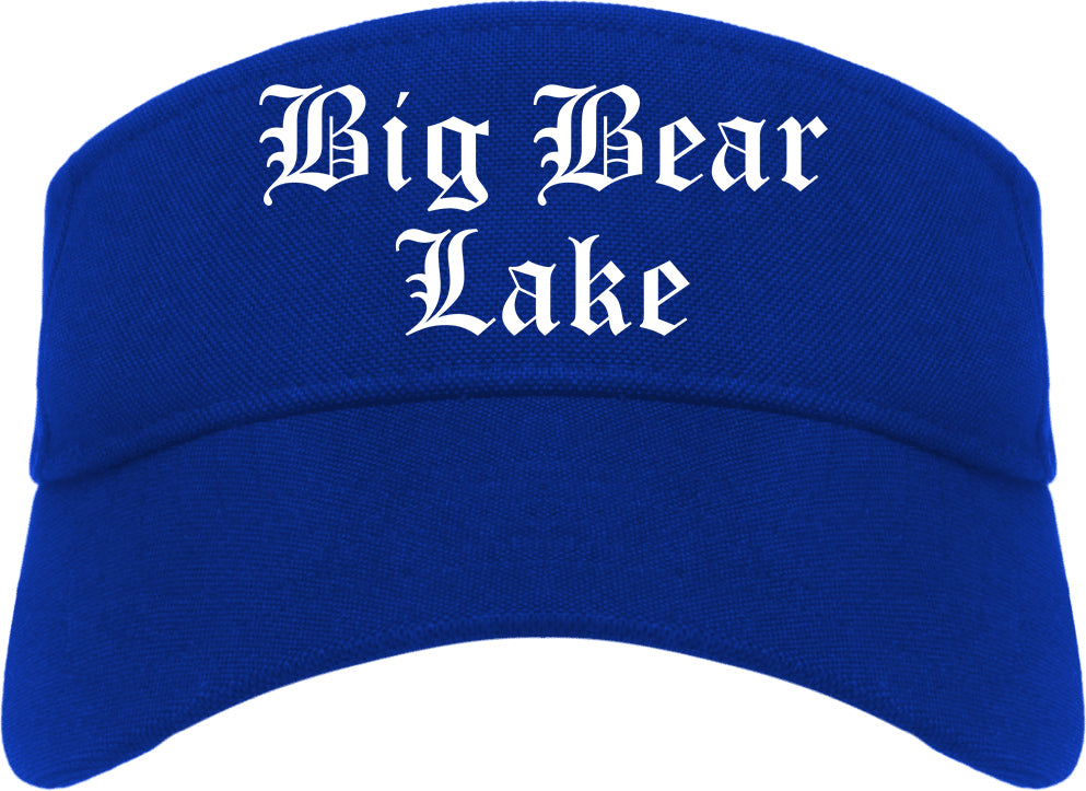 Big Bear Lake California CA Old English Mens Visor Cap Hat Royal Blue