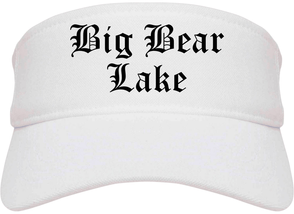 Big Bear Lake California CA Old English Mens Visor Cap Hat White