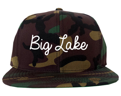 Big Lake Minnesota MN Script Mens Snapback Hat Army Camo