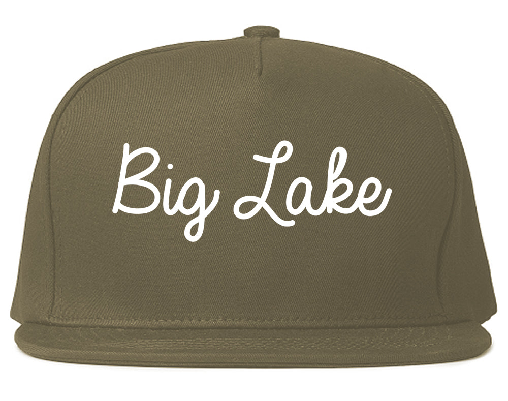 Big Lake Minnesota MN Script Mens Snapback Hat Grey