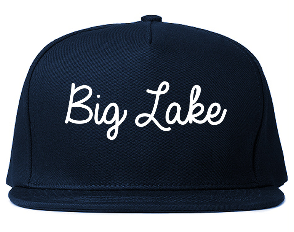 Big Lake Minnesota MN Script Mens Snapback Hat Navy Blue