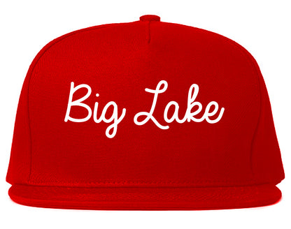 Big Lake Minnesota MN Script Mens Snapback Hat Red