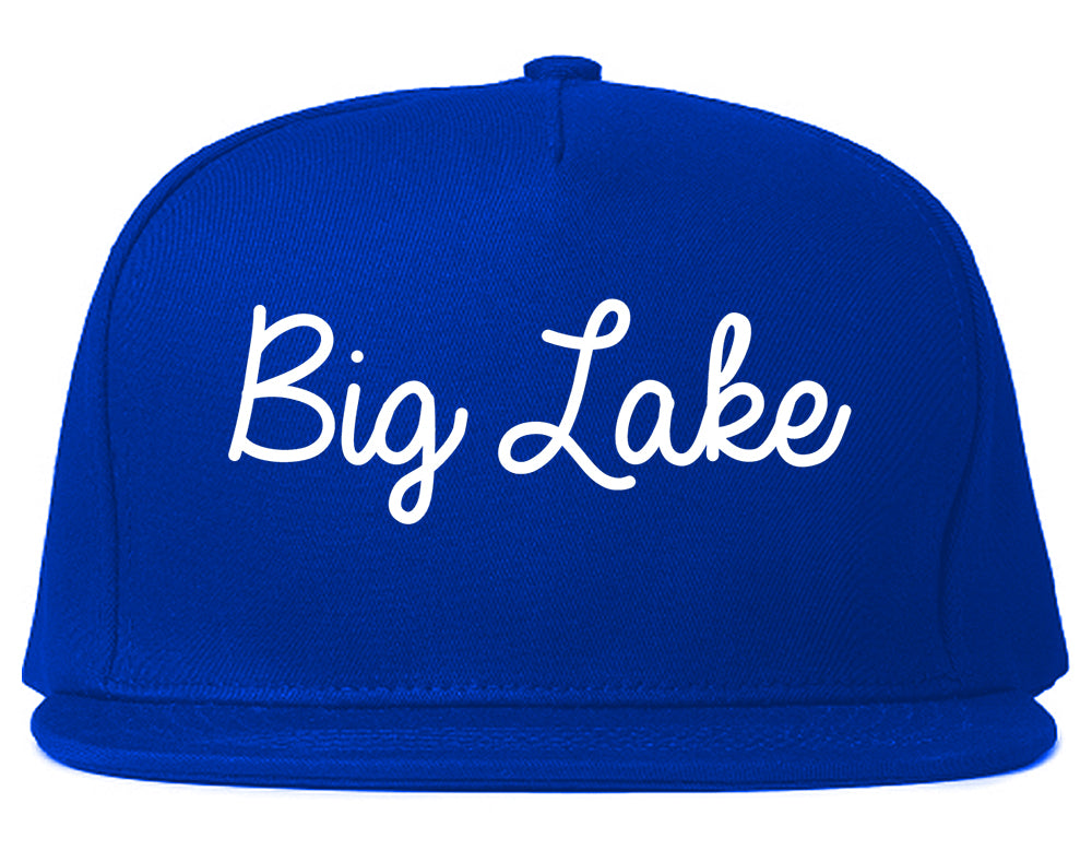 Big Lake Minnesota MN Script Mens Snapback Hat Royal Blue