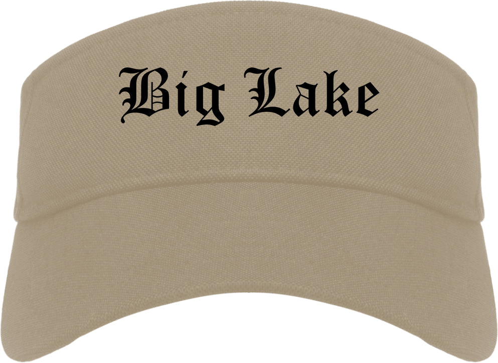Big Lake Minnesota MN Old English Mens Visor Cap Hat Khaki
