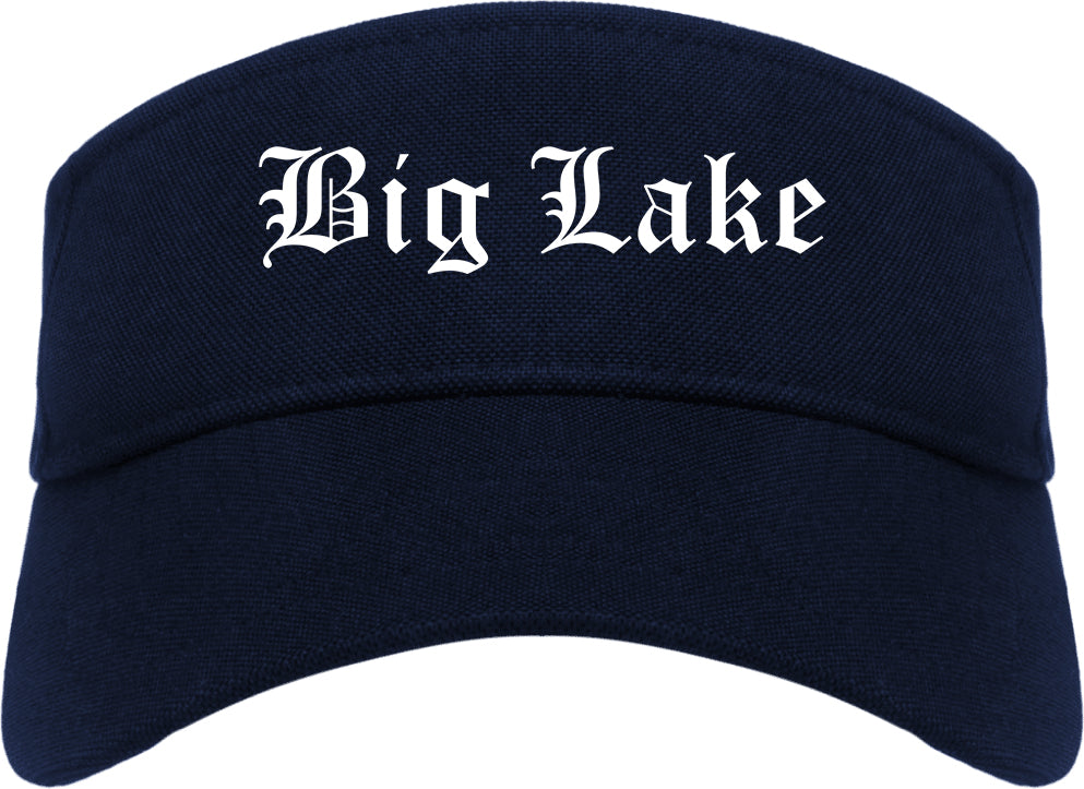 Big Lake Minnesota MN Old English Mens Visor Cap Hat Navy Blue