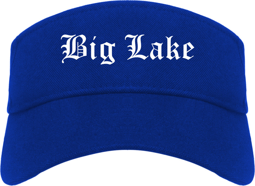 Big Lake Minnesota MN Old English Mens Visor Cap Hat Royal Blue