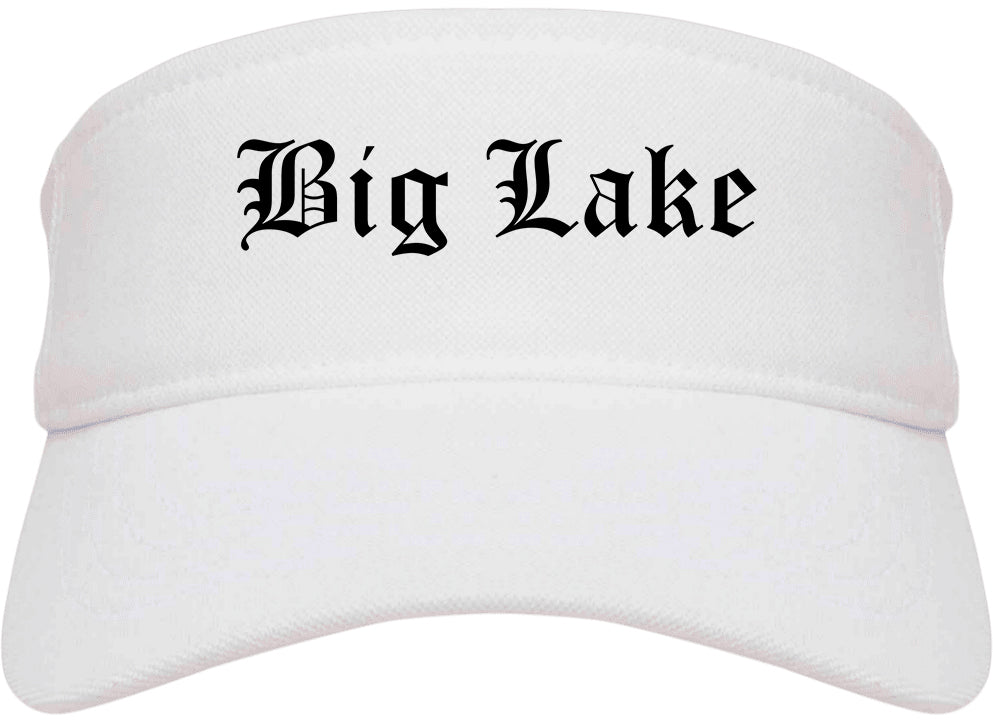 Big Lake Minnesota MN Old English Mens Visor Cap Hat White