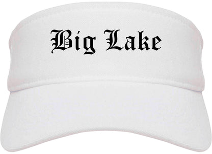 Big Lake Minnesota MN Old English Mens Visor Cap Hat White