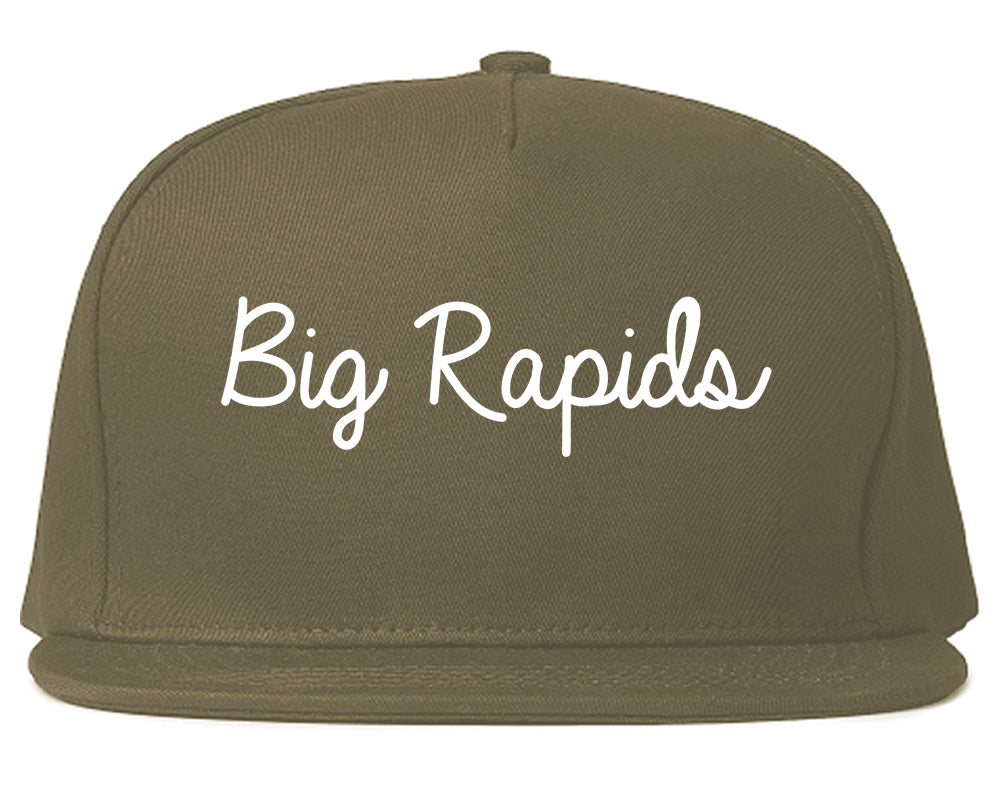Big Rapids Michigan MI Script Mens Snapback Hat Grey
