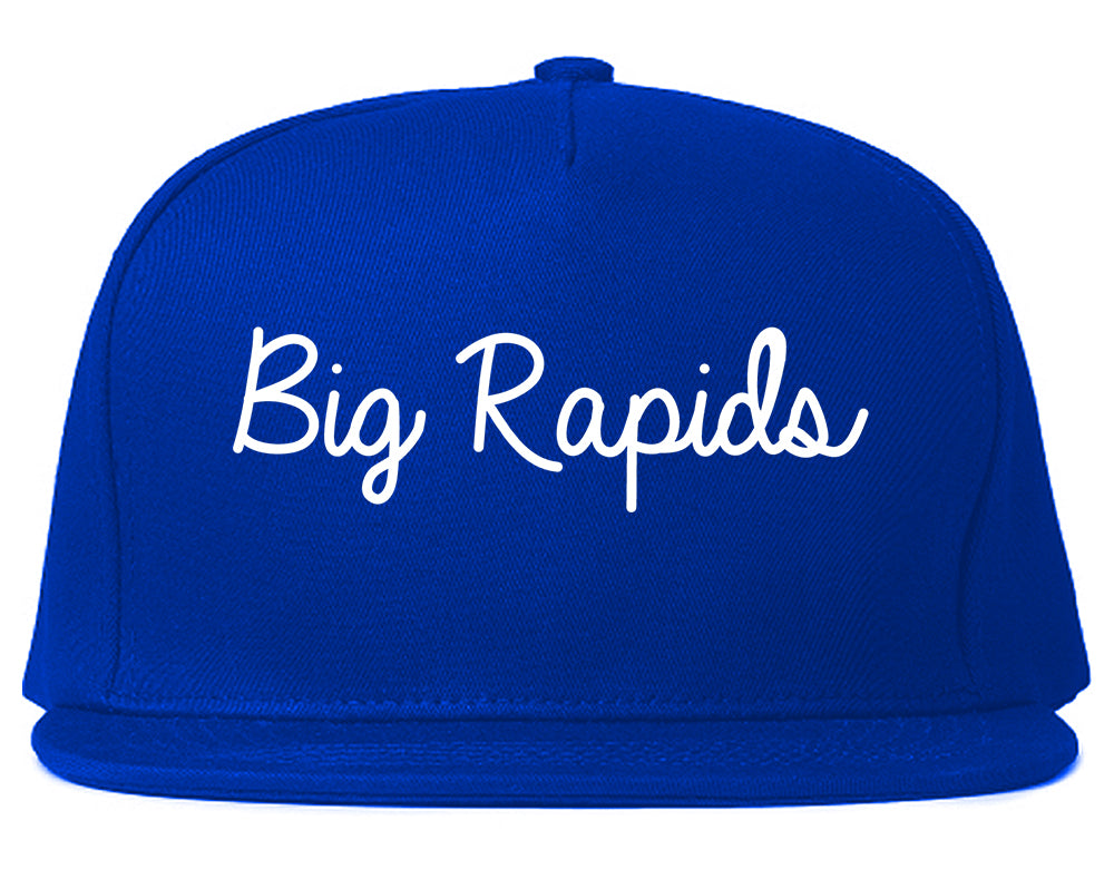 Big Rapids Michigan MI Script Mens Snapback Hat Royal Blue