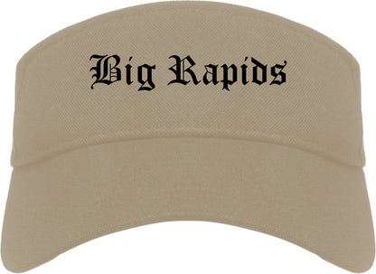 Big Rapids Michigan MI Old English Mens Visor Cap Hat Khaki