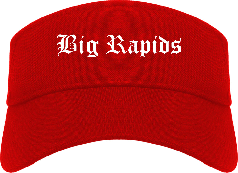 Big Rapids Michigan MI Old English Mens Visor Cap Hat Red