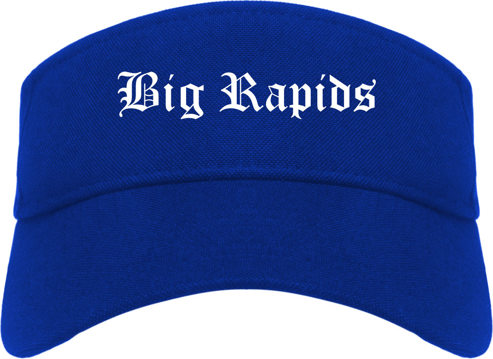 Big Rapids Michigan MI Old English Mens Visor Cap Hat Royal Blue