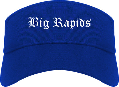 Big Rapids Michigan MI Old English Mens Visor Cap Hat Royal Blue
