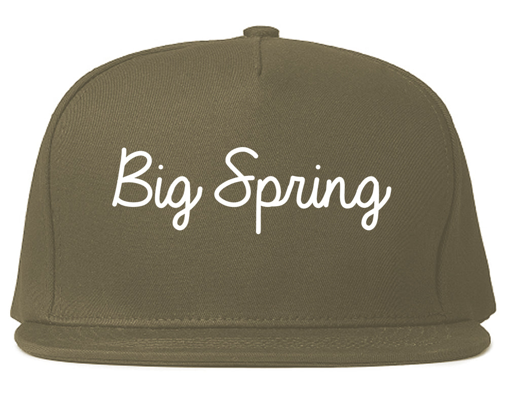 Big Spring Texas TX Script Mens Snapback Hat Grey