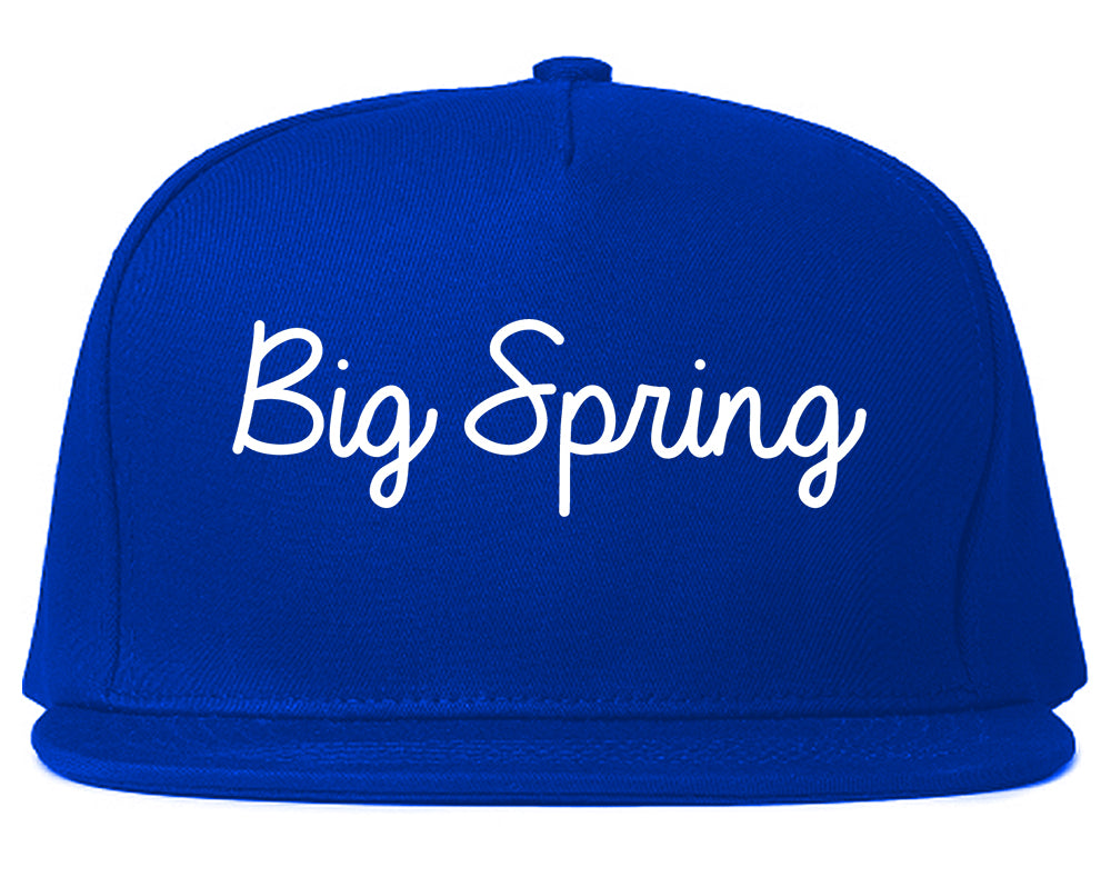 Big Spring Texas TX Script Mens Snapback Hat Royal Blue