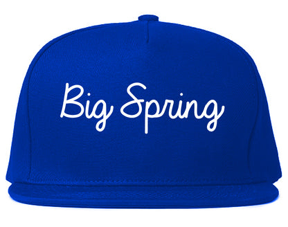 Big Spring Texas TX Script Mens Snapback Hat Royal Blue