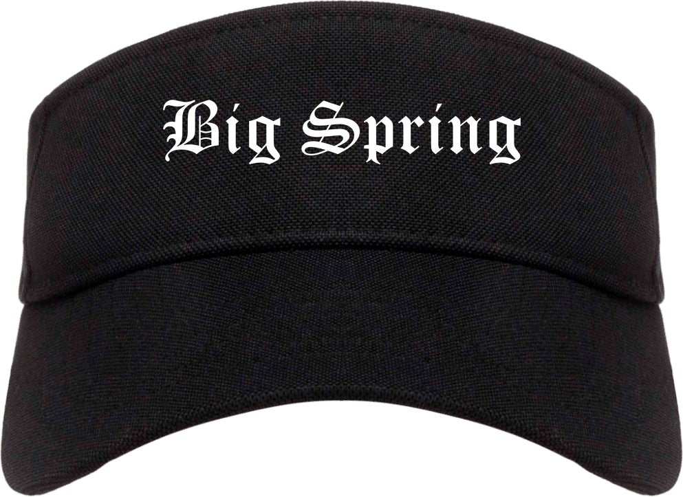 Big Spring Texas TX Old English Mens Visor Cap Hat Black