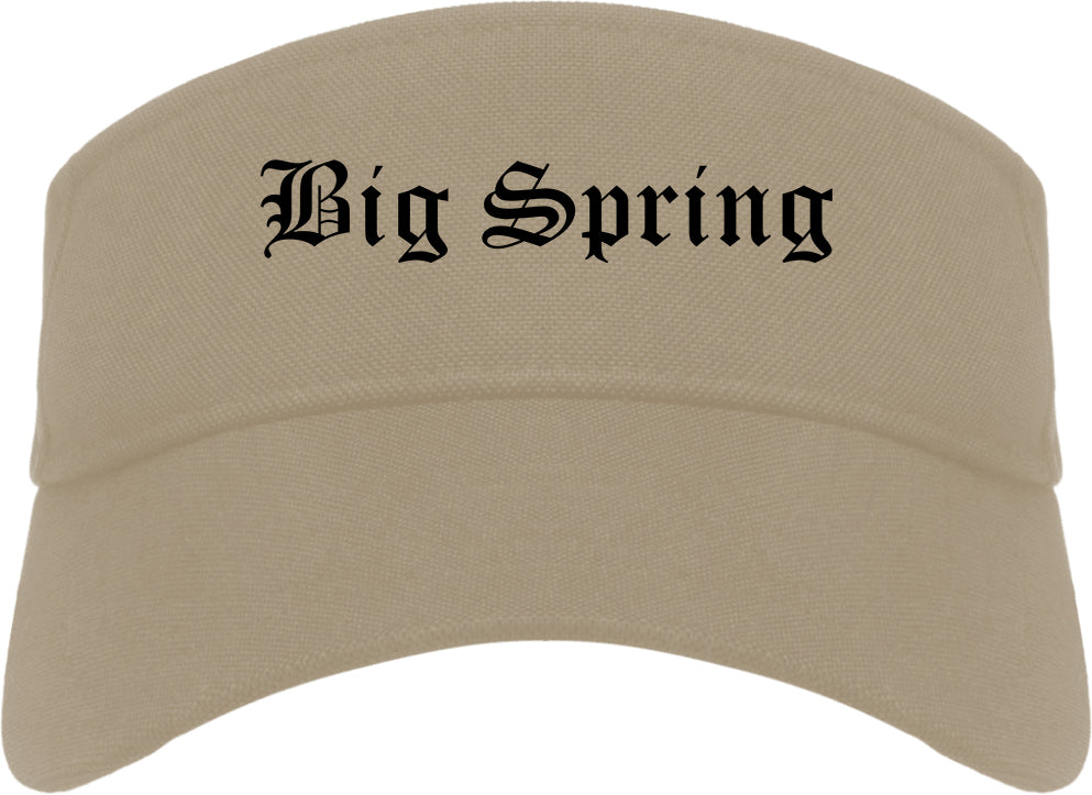 Big Spring Texas TX Old English Mens Visor Cap Hat Khaki