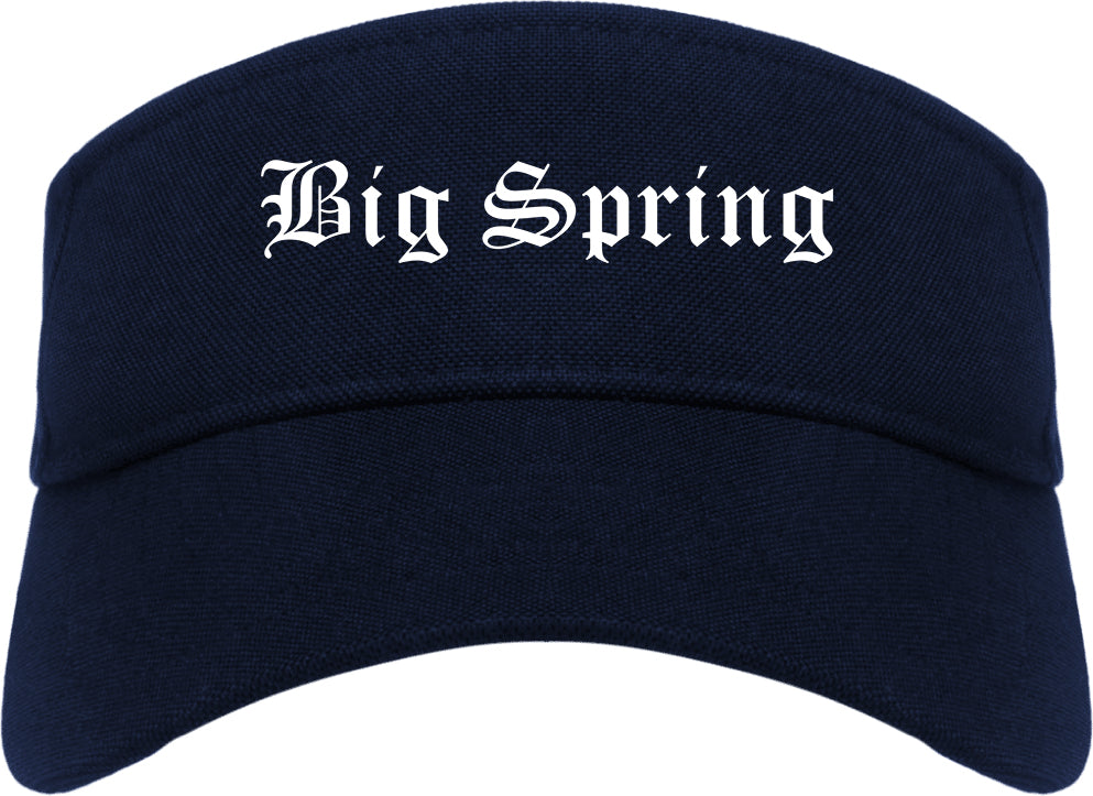 Big Spring Texas TX Old English Mens Visor Cap Hat Navy Blue