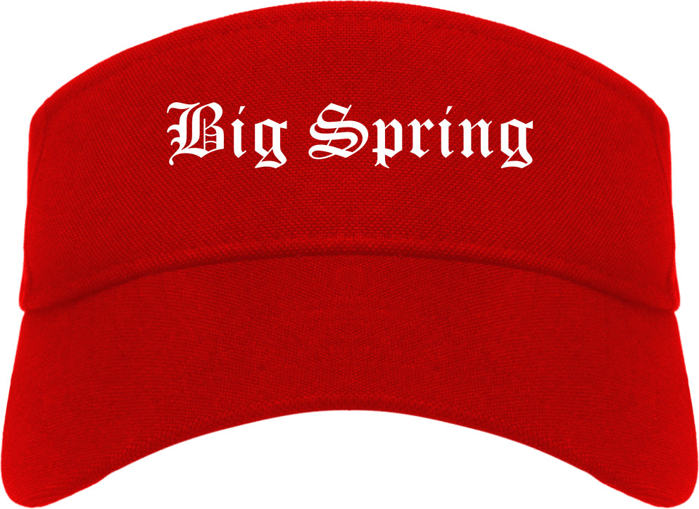 Big Spring Texas TX Old English Mens Visor Cap Hat Red