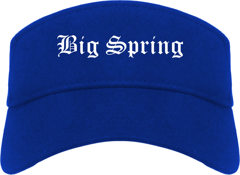 Big Spring Texas TX Old English Mens Visor Cap Hat Royal Blue