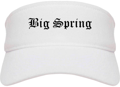 Big Spring Texas TX Old English Mens Visor Cap Hat White